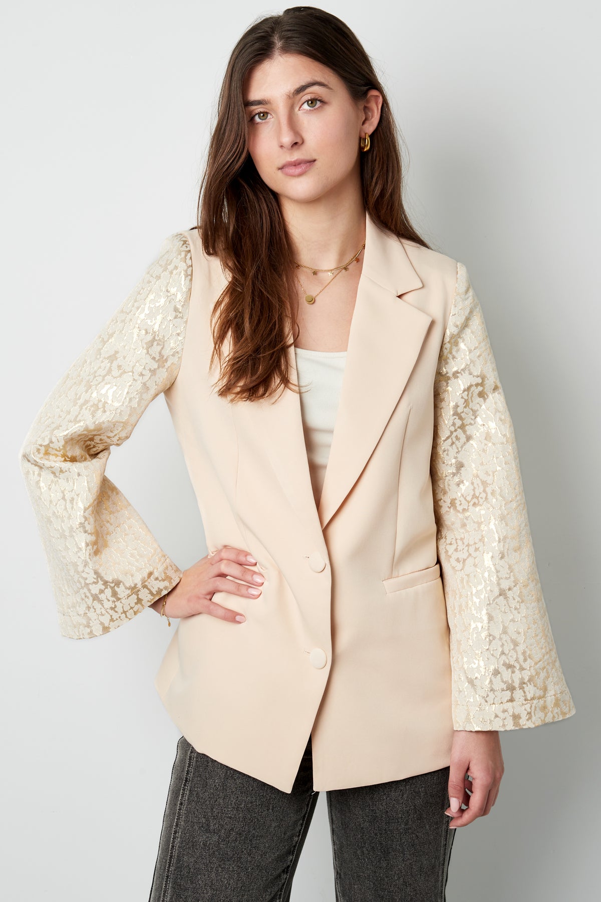Polyester Women's Suit Set Lace Sleeve Design
