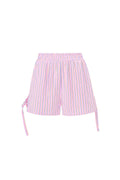 Cotton Woven Women's Shorts Casual Stripes Tie-up