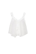 Woven White Sleeveless Top Casual Solid Color Ruffle Edge