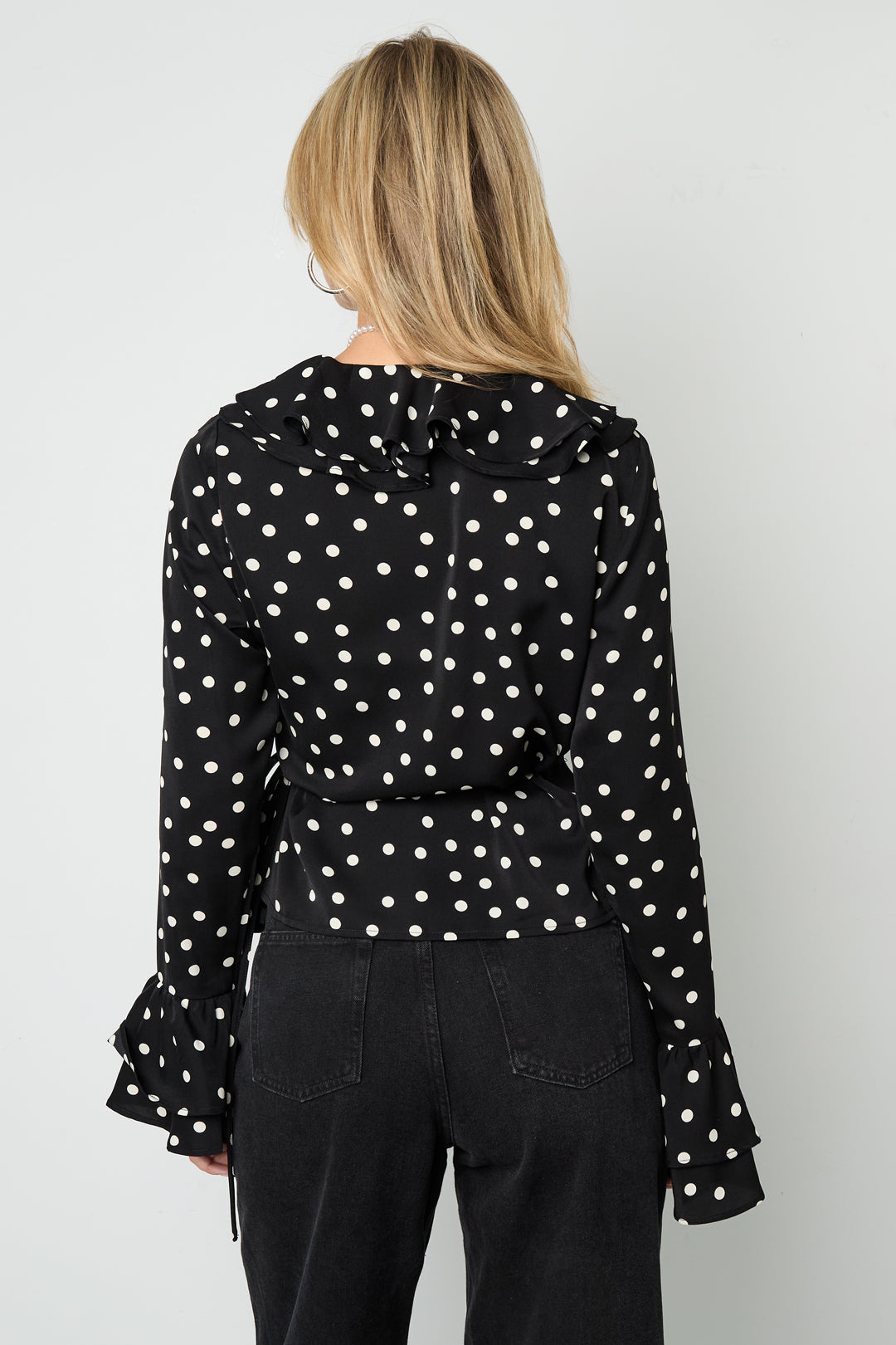 Woven Polyester Fiber Women's Blouse Elegant Polka Dots