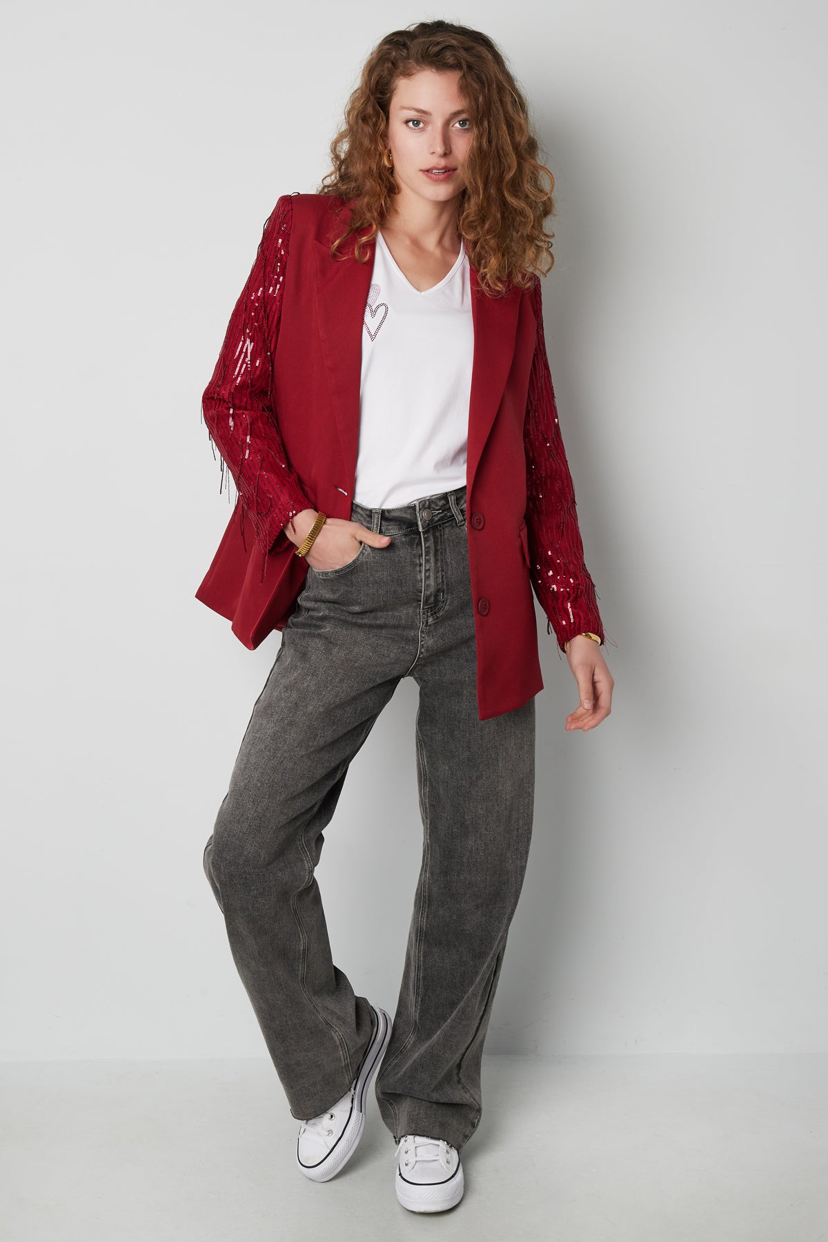Polyester Women's Suit Jacket Fringe Sleeve Design