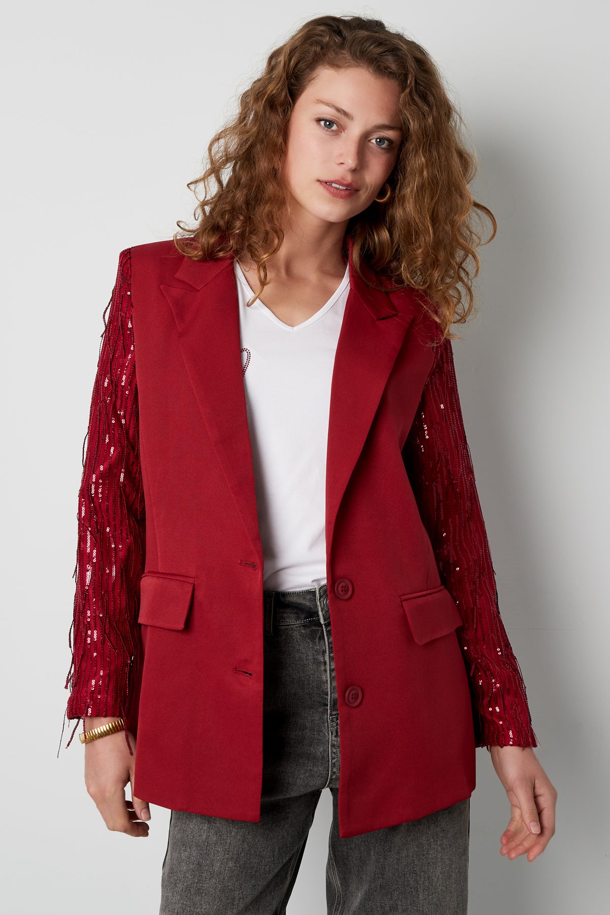 Polyester Women's Suit Jacket Fringe Sleeve Design
