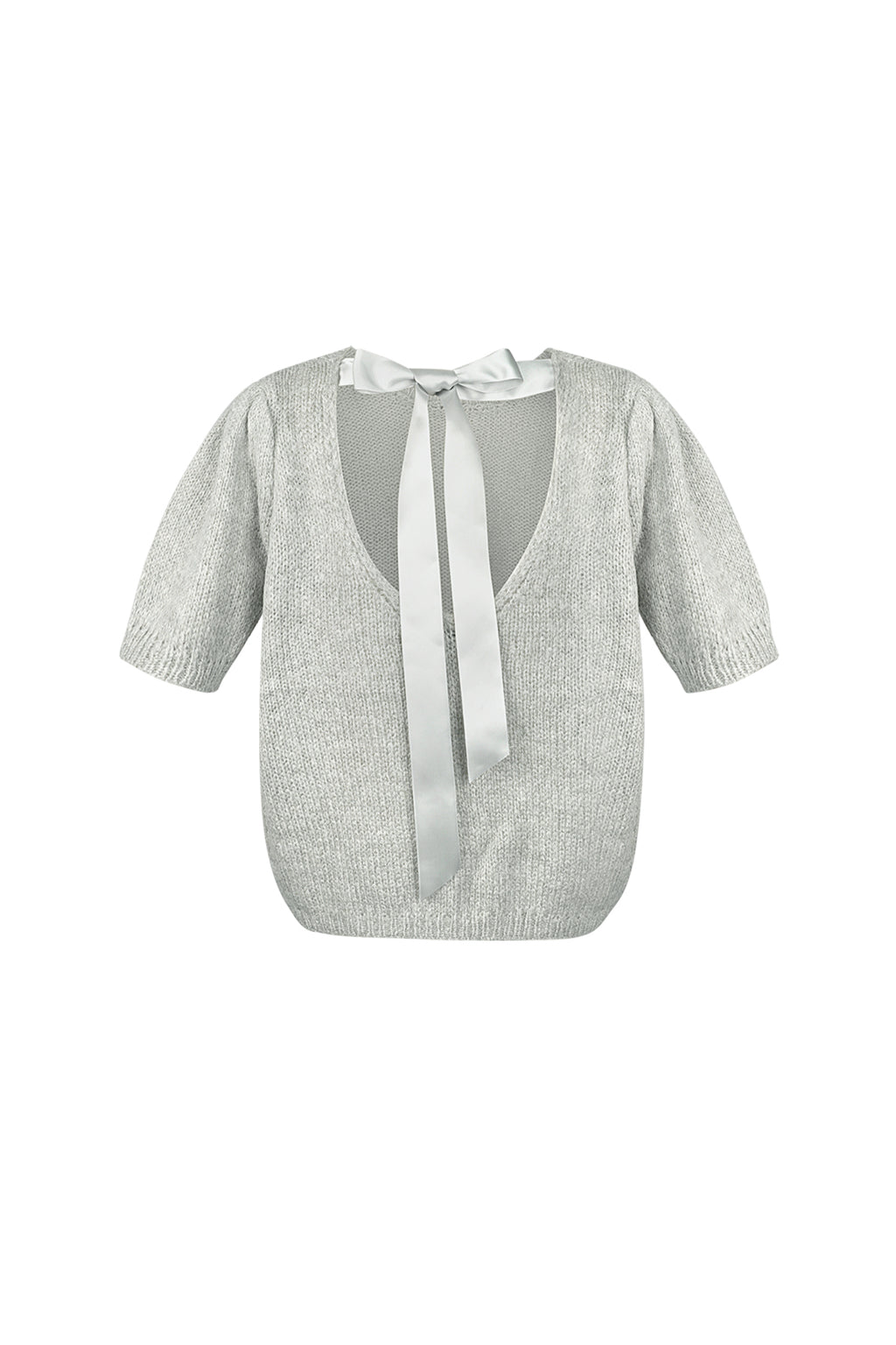 Nylon Women's Short Sleeve Top Knitted Back Tie Design