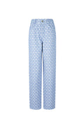 Cotton Woven Women's Straight Leg Pants Geometric Pattern