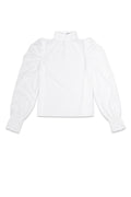 Polyester Women's Long Sleeve Top Puff Sleeve High Neck