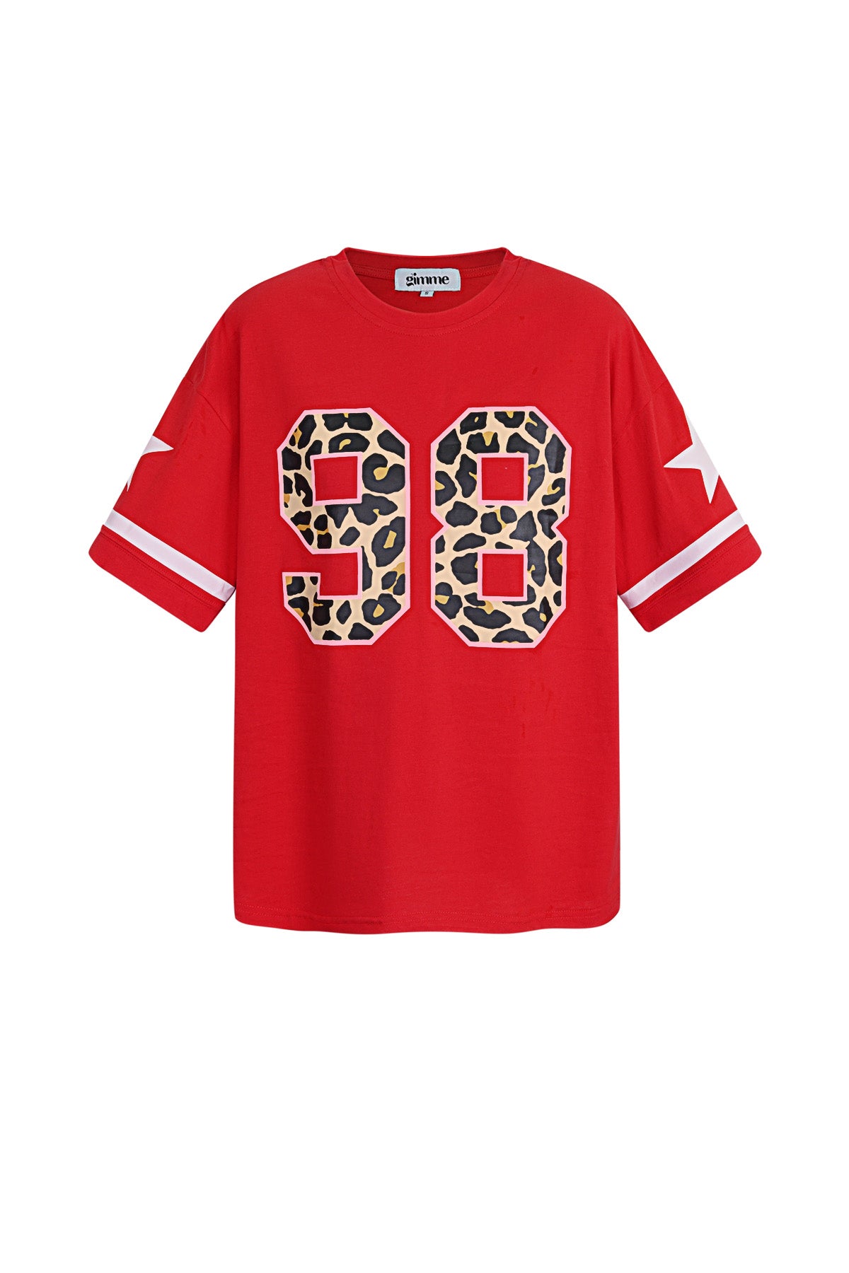 Cotton Women's T-shirt Oversized Leopard Print Number 98