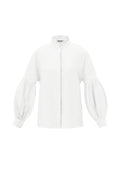 Viscose Women's Blouse Puff Sleeve High Neck