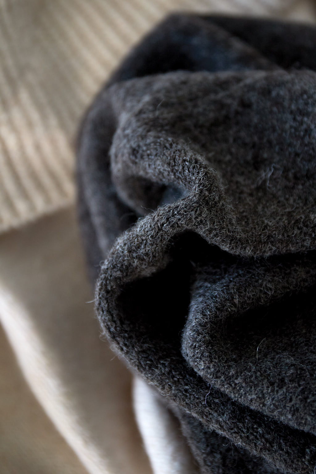 Knitted Polyester Fiber Women's Off-Shoulder Sweater Elegant Solid Color