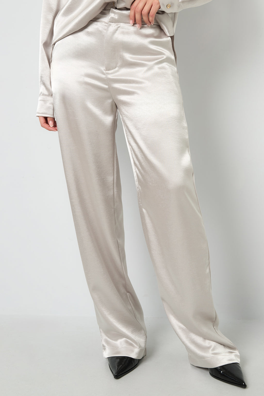 Woven Polyester Fiber Women's Straight Pants Casual Solid Color Fall/Winter
