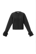 Knitted Polyester Fiber Women's Cardigan Casual Solid Color Fall/Winter