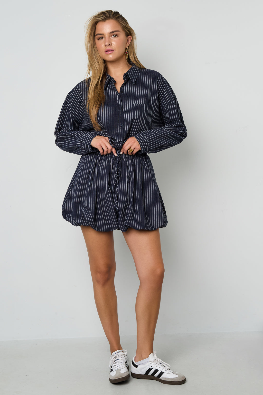 Woven Cotton Women's Shorts Casual Stripes