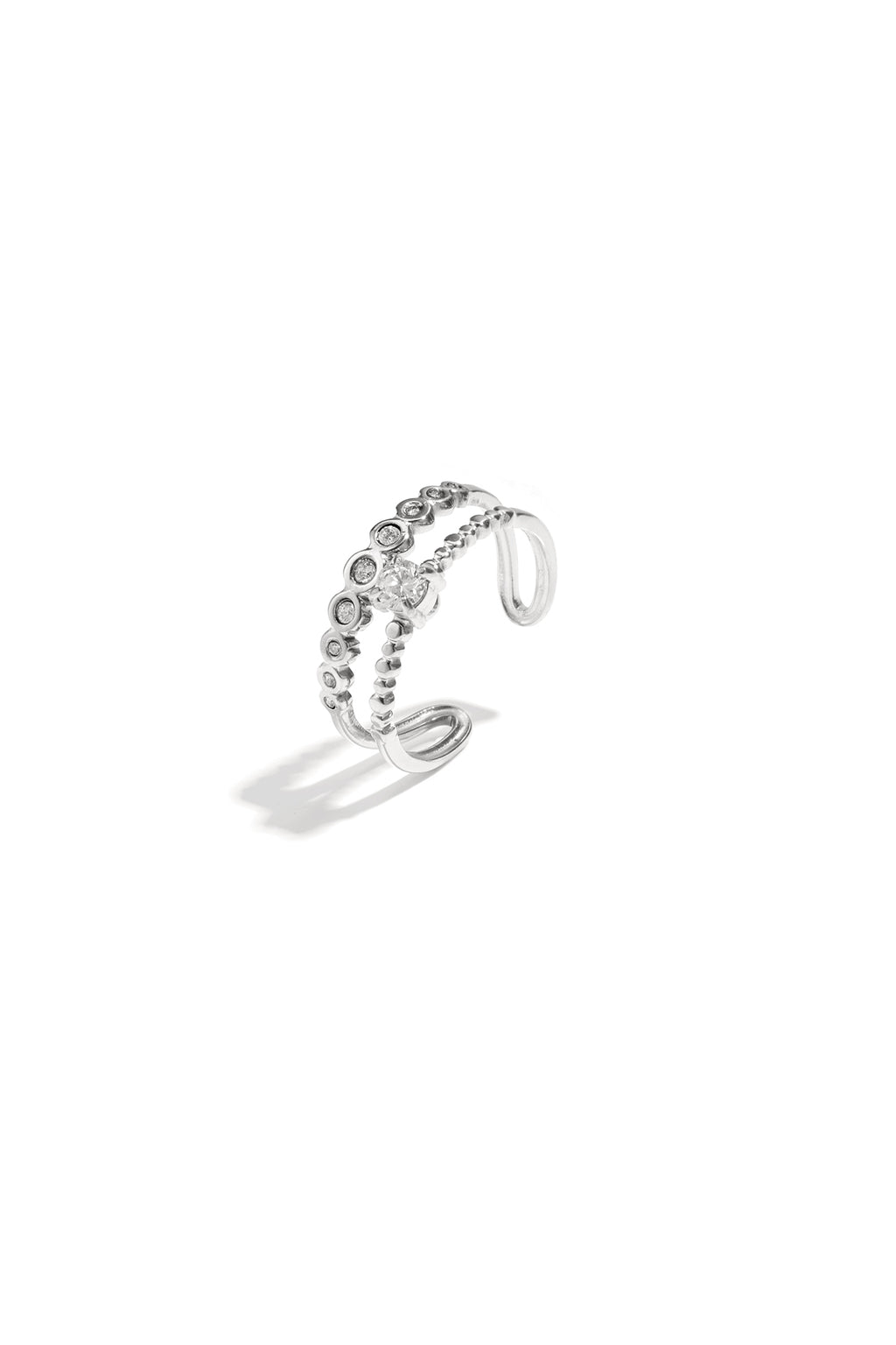 Double adjustable ring with stones