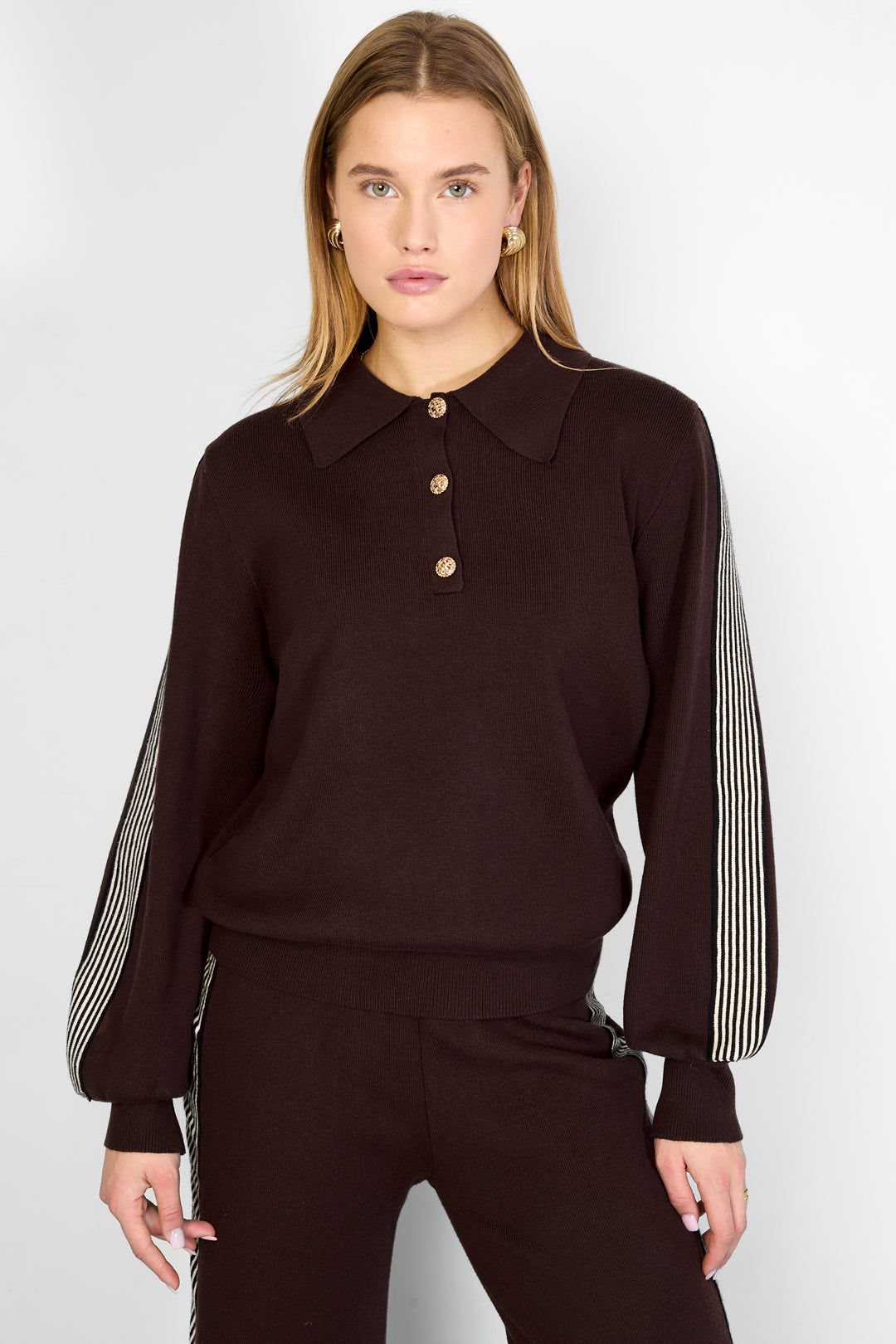 Knitted sweater with stripes