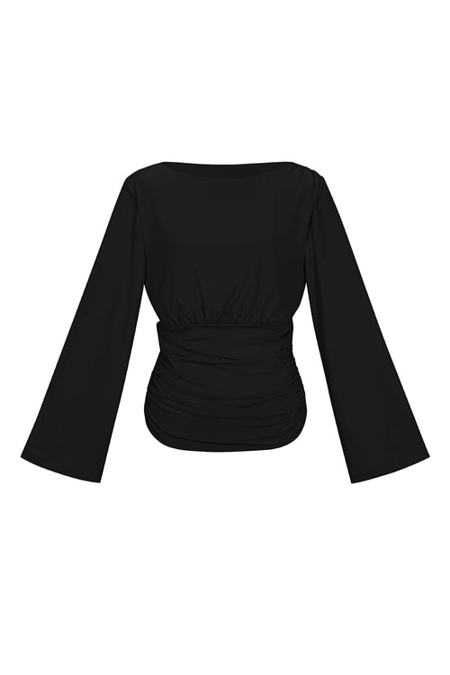 Woven Polyester Fiber Women's Long Sleeve Top Elegant Solid Color Fall/Winter