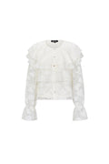 Woven Polyester Fiber Women's Blouse Elegant Floral Print Lace Panel