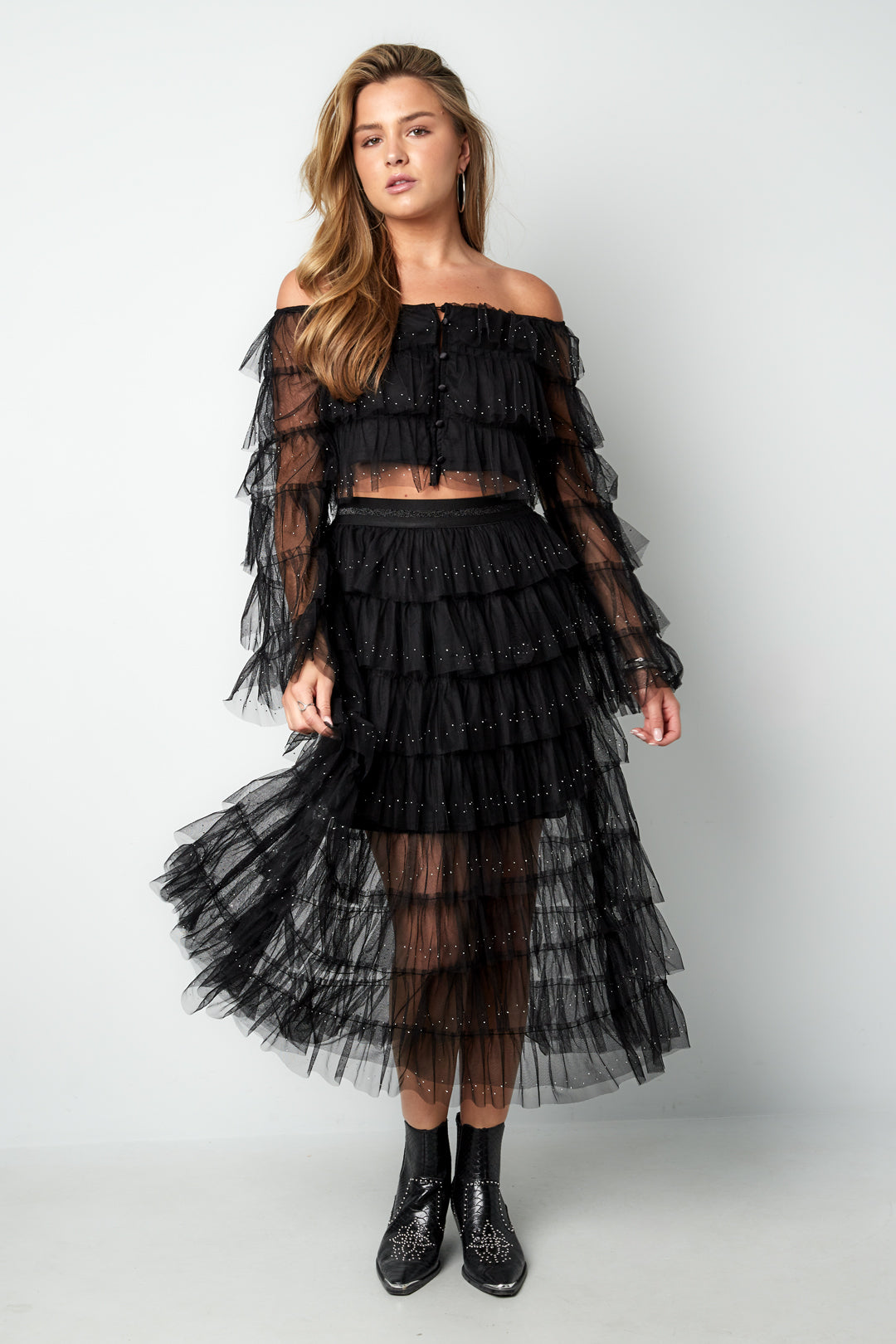 Polyester Women's Tiered Skirt Casual