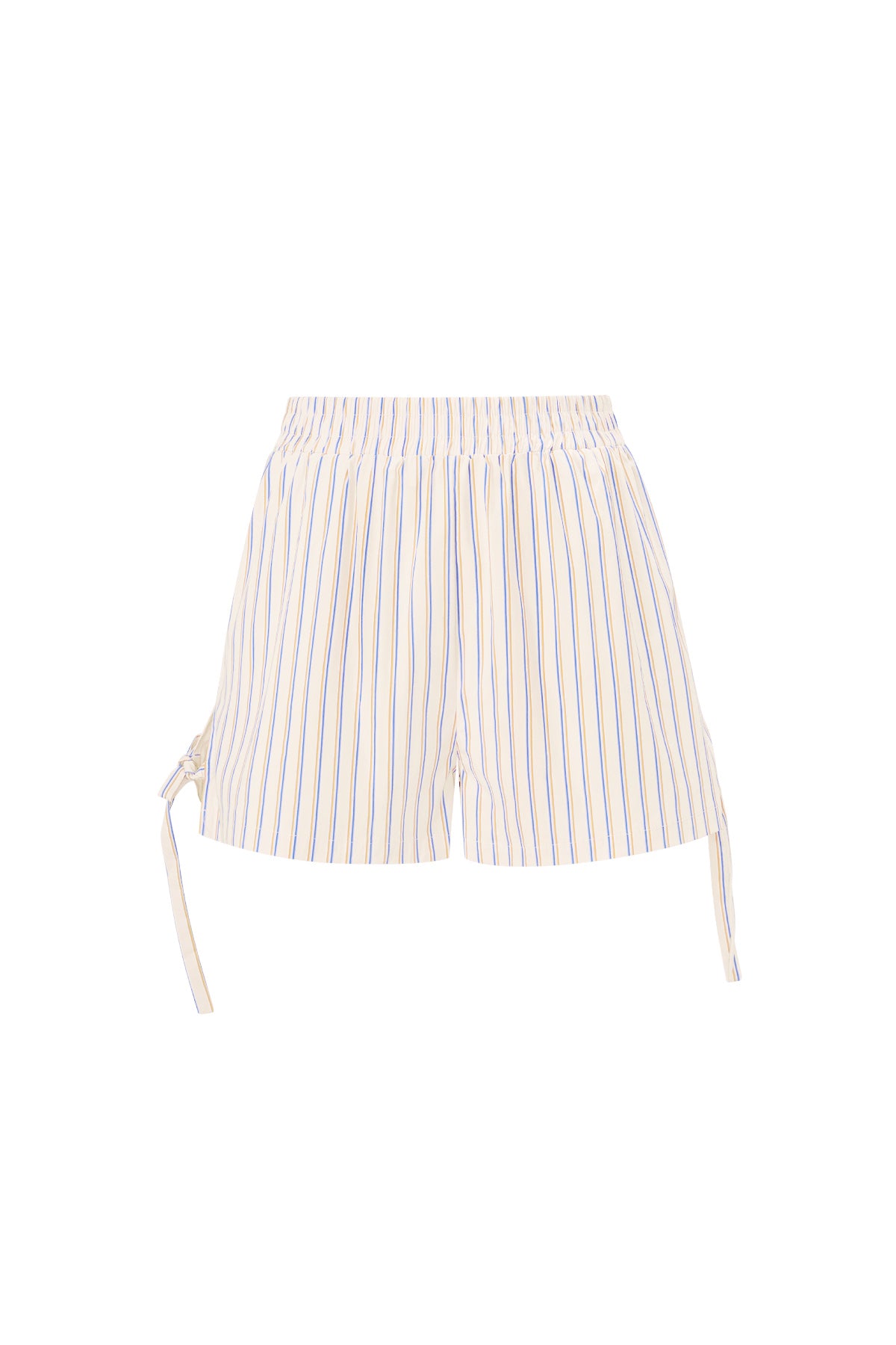 Cotton Woven Women's Shorts Casual Stripes Tie-up